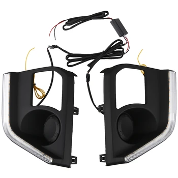 

Daytime Running Lights for Mitsubishi Triton L200 2019 LED DRL Driving Fog Lamp Cover with Yellow Turn Signal Lamp