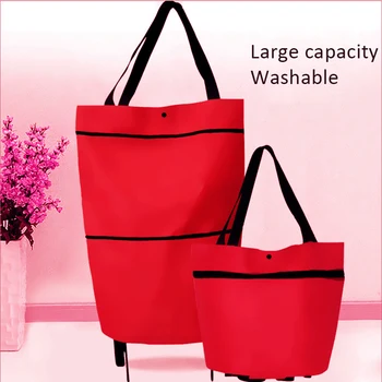 

Shopping Trolley Bag Portable multi-function Oxford Folable Tote bag Shopping Cart Reusable Grocery Bags with Wheels
