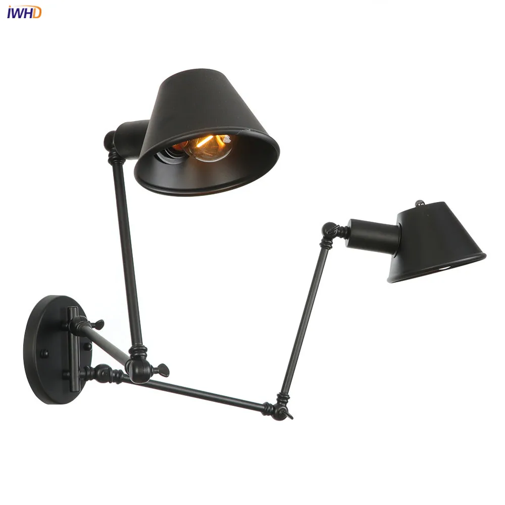IWHD Antique Rustic Vintage Wall Lamp bedroom Stair Beside 2 Heads Loft Style Industrial Wall Light Fixtures Aplique Luz Pared 4