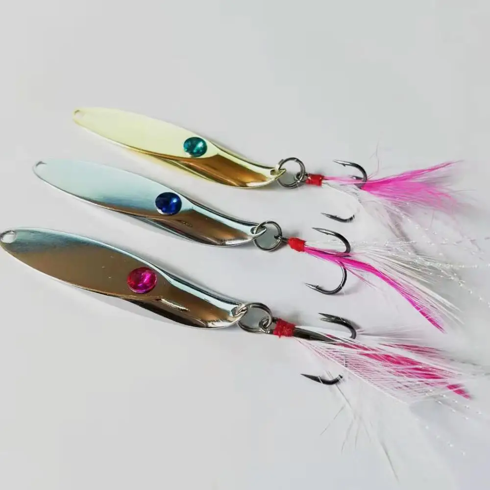 New Glass Dimond Eyes Angled Cutting Spoons Fishing Lure Metal Sequins