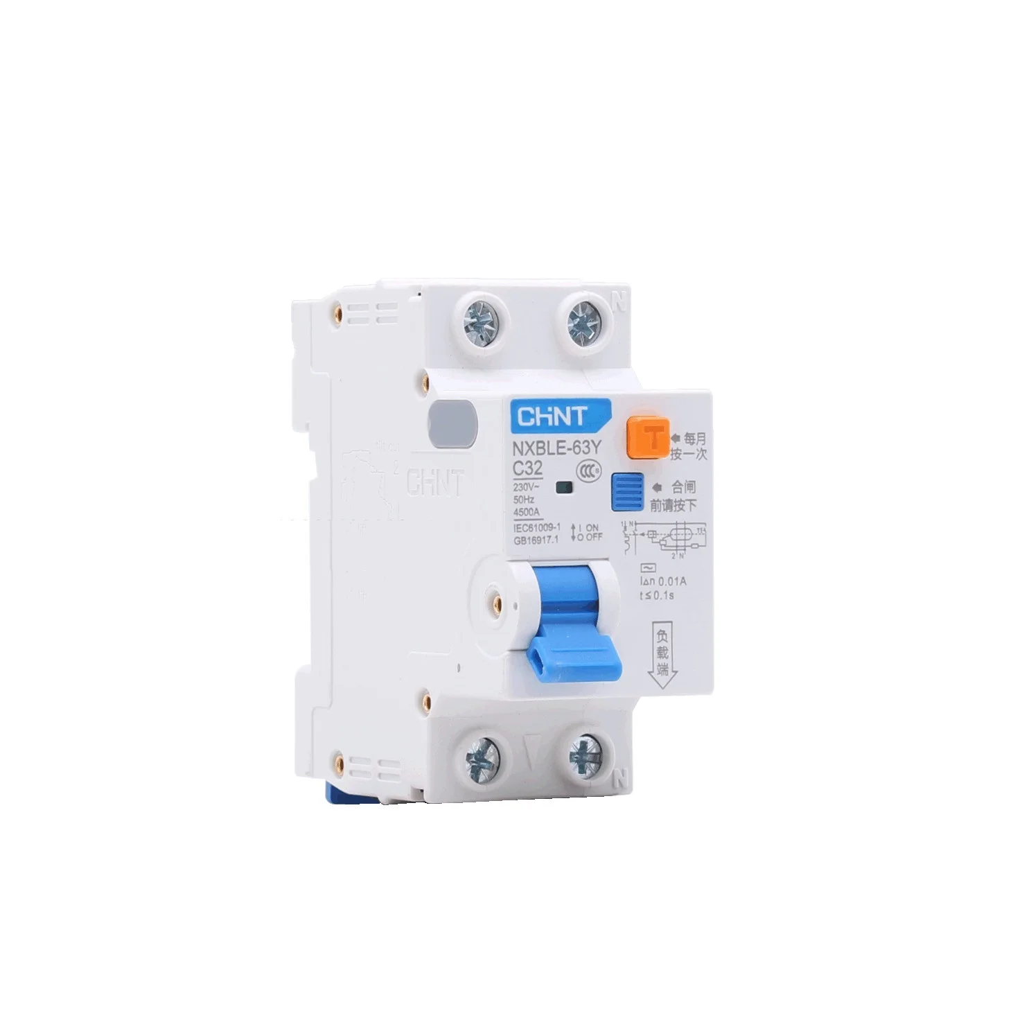 CHINT NXBLE-63Y 6A 10A 16A 32A 63A 10MA 30MA 0.03A 0.01A RCBO 1P+N Residual Current Circuit Breaker Over Leakage Protection