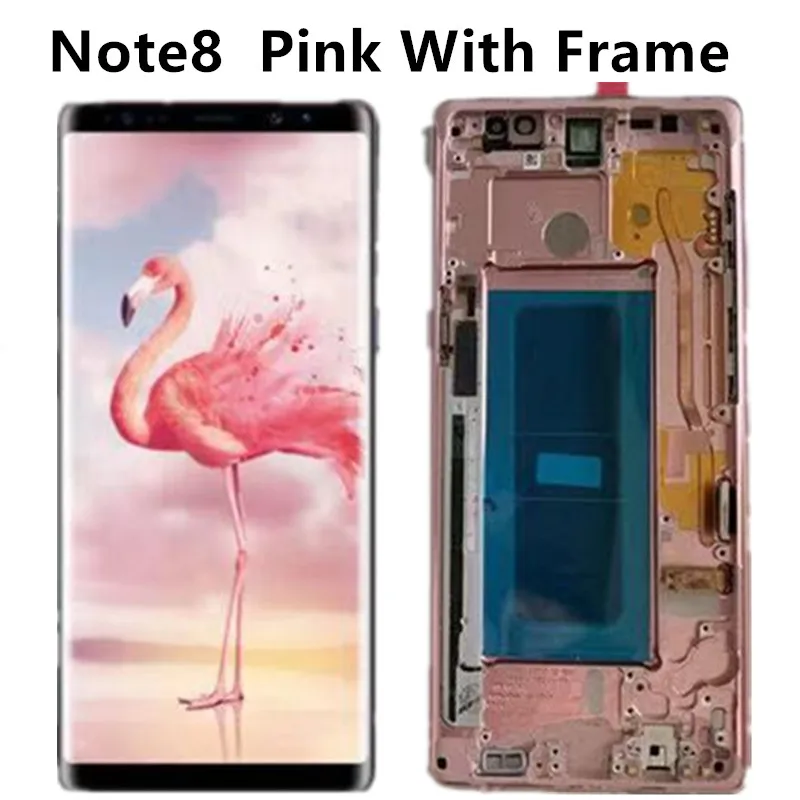 6,3 ''Супер AMOLED lcd с рамкой для SAMSUNG GALAXY Note 8 Note8 дисплей кодирующий преобразователь сенсорного экрана в сборе - Цвет: Note8 Pink  Frame