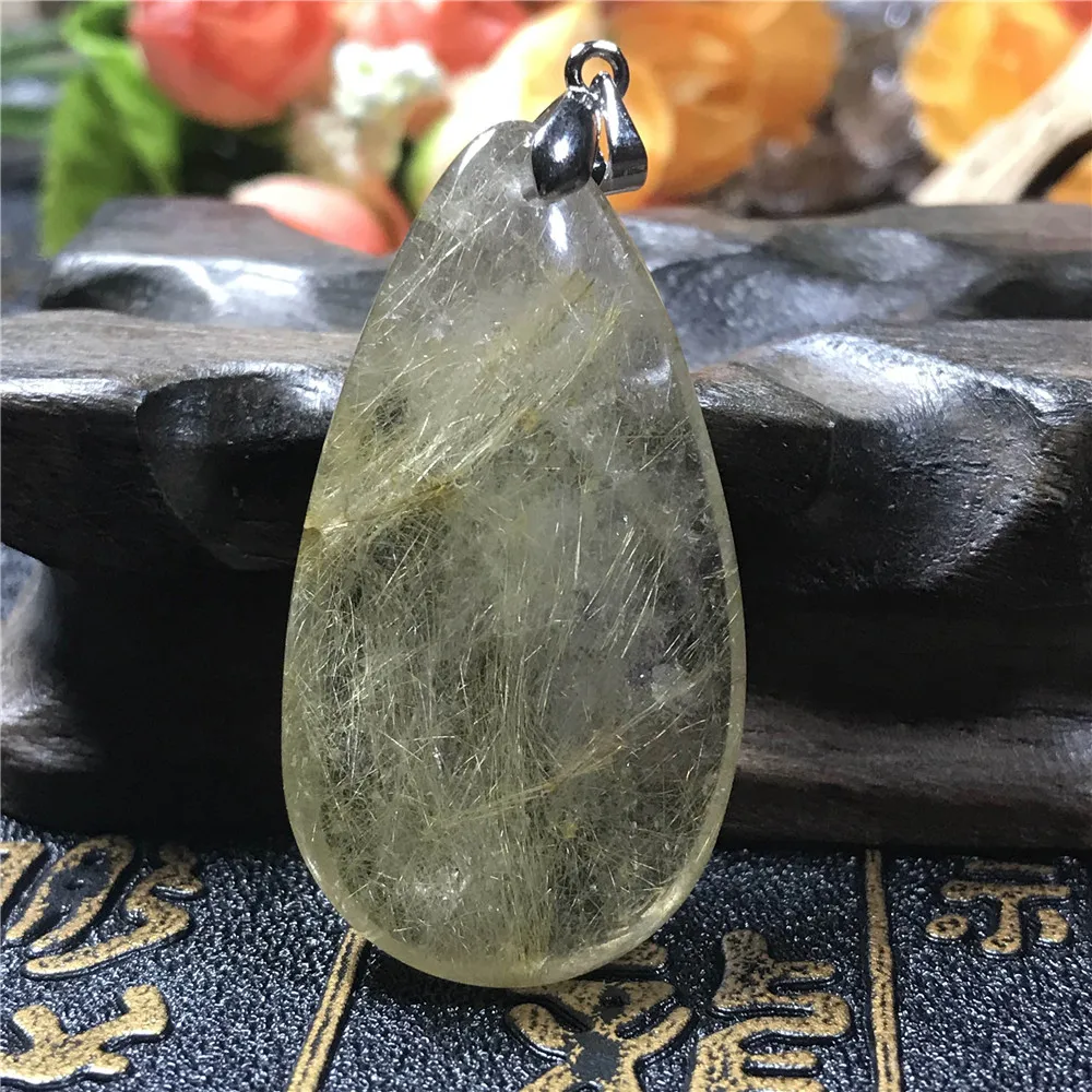 Natural Gold Rutilated Quartz Pendant (5)