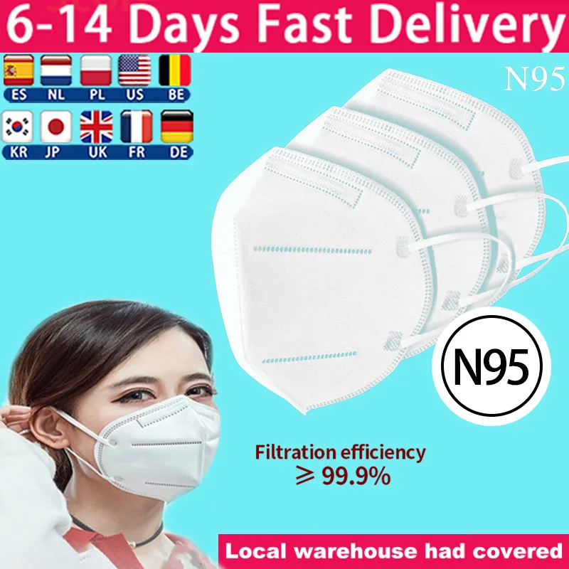 

20/30/50pcs KN95 Mask Anti PM2.5 Face Mouth Mask Anti-fog Protective N95 Mask 95% Filtration Breathable N95 Mask As Ffp3