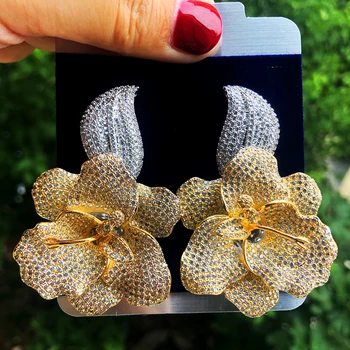 

GODKI Luxury Big Sunflower Dangle Earrings For Women Wedding Cubic Zirconia CZ DUBAI Bridal Earring Jewelry Accessories 2020