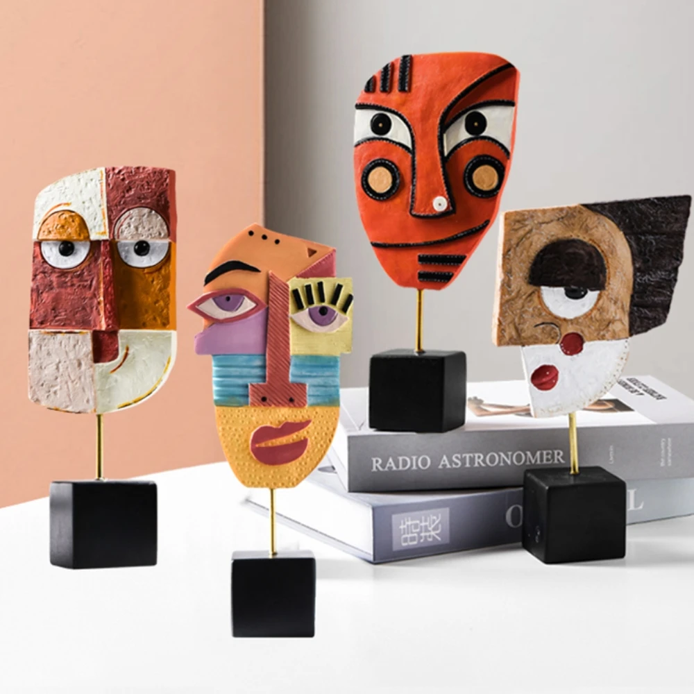 

Nordic Art Resin Crafts Abstract Face Art Statue Sculpture Office Craft Creative Living Room Ornament Home Tabletop Ornament