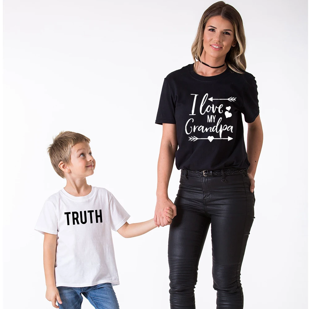 I Love My Grandpa Printed T-shirt Cute Graphic Mom Gift funnyTees Tops 90s Thanksgiving mothers day Tshirt Outfit Drop Shipping | Женская