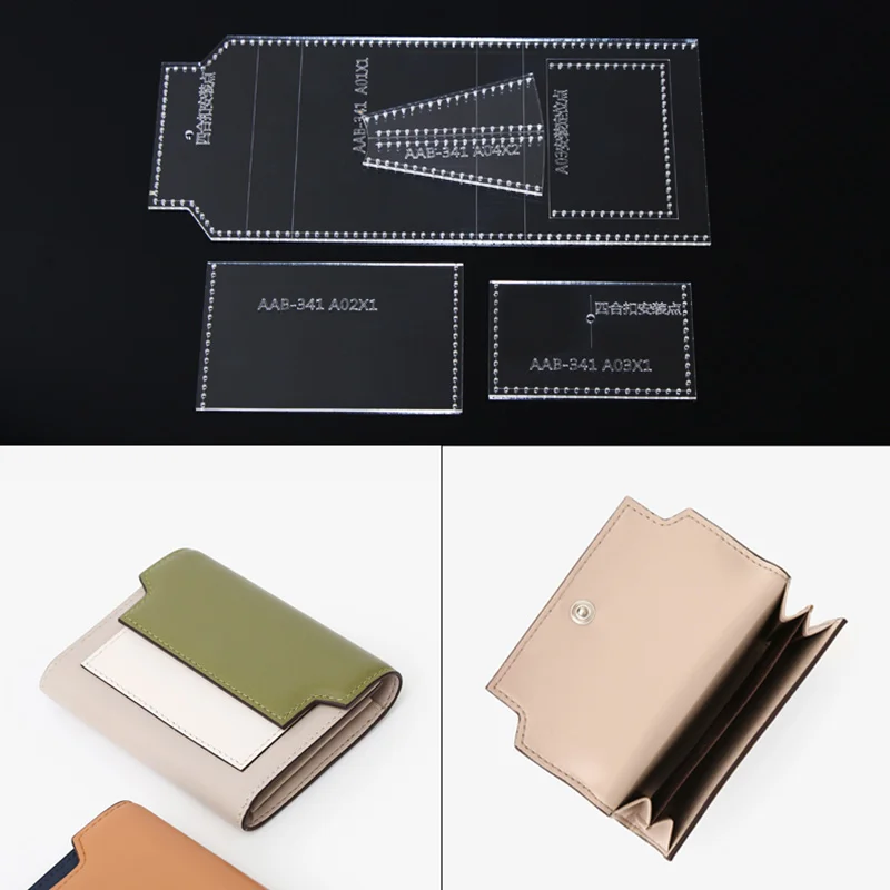 

Handmade leather mold leather bag wallet business card package acrylic pattern diy production version of the drawing template