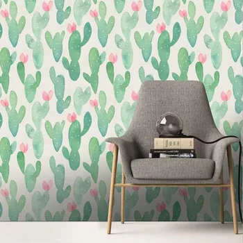

Cactus Wallpaper with Self-adhesive DIY PVC Wall Stickers for Kids Room Bedroom Decor Living Room Decoration Sofa TV Background
