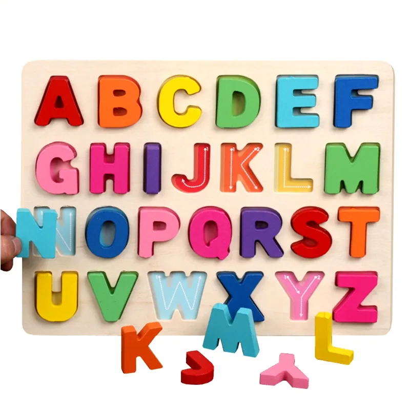 Wooden Toy Alphabets Digital Letters Board Puzzles Wooden Puzzle Jigsaw Puzzle for Kid Early Educational Toys Children Baby Toys