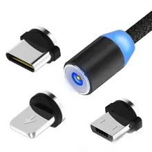 1Pce Магнитный Мощность штепсельная вилка с Светодиодный индикатор Micro USB Зарядное устройство зарядки соединительный кабель с разъемом Кабеля Micro USB IOS Тип-C с магнитным штекером