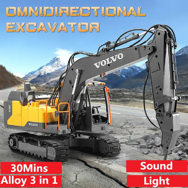 

High quality RC Excavator 2.4G 61cm Large Remote Control Constructing Truck Crawler Digger Engineering Truck Alloy 3 in 1 gifts