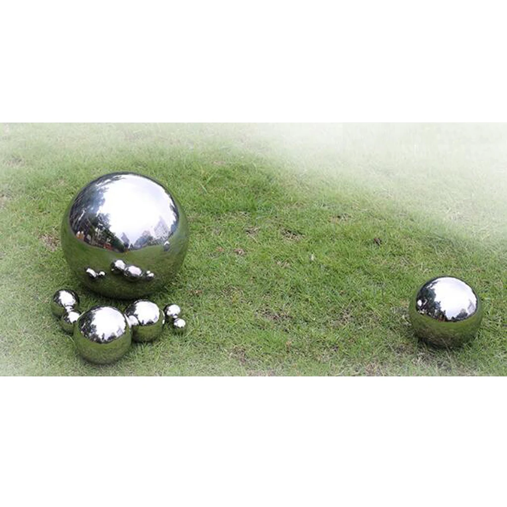 1pc Stainless Steel Mirror Polished Sphere Hollow Round Ball Home Garden Decor Shopping Mall Ornament