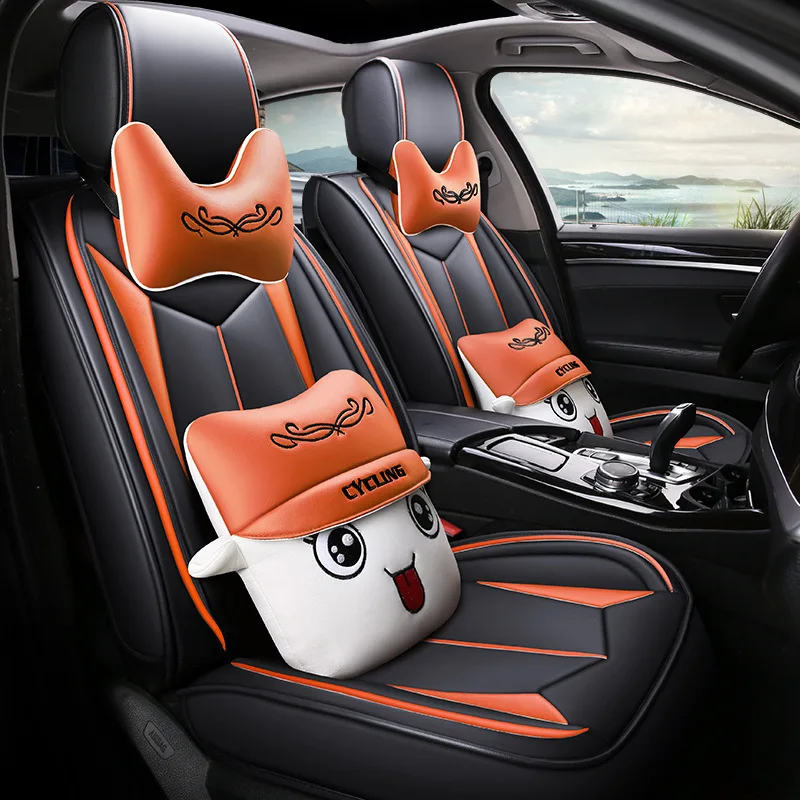 HLFNTF полный окруженный автомобиль четыре сезона мультфильм вышивка подушки для Toyota Corolla Camry Rav4 Auris Prius Yalis сиденья