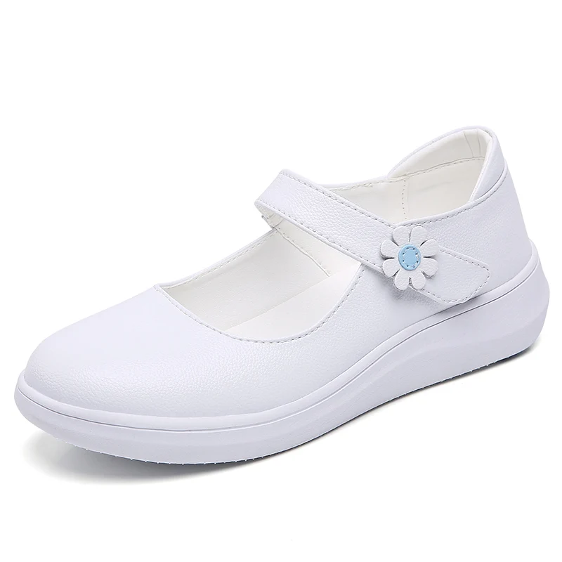 TIMETANG Ladies slip on lolita Shoes Leather Mary Janes Nurse Shoes Woman White Flats kawaii Designer Spring Summer zapatillas ballet flats shoes cute	