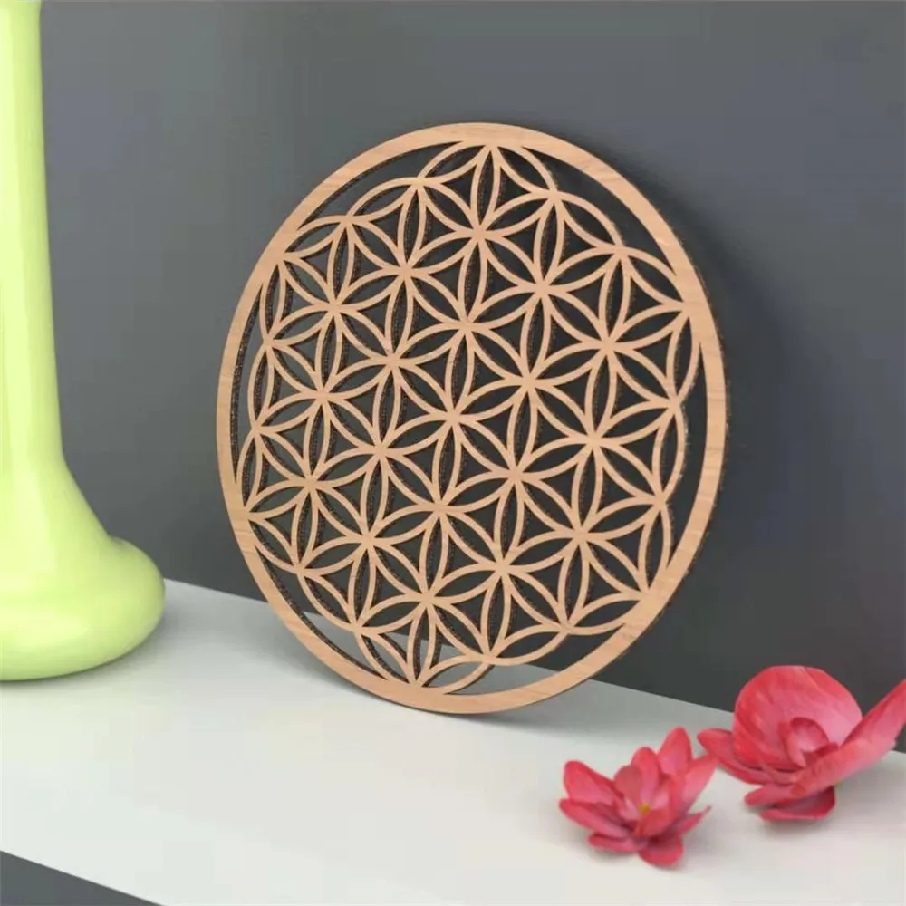 Flower Of Life Wall Decoration, Sacred Geometry Home Decor, Custom Rustic Wood Sign Wall Art Flower Of Life Wooden Coaster