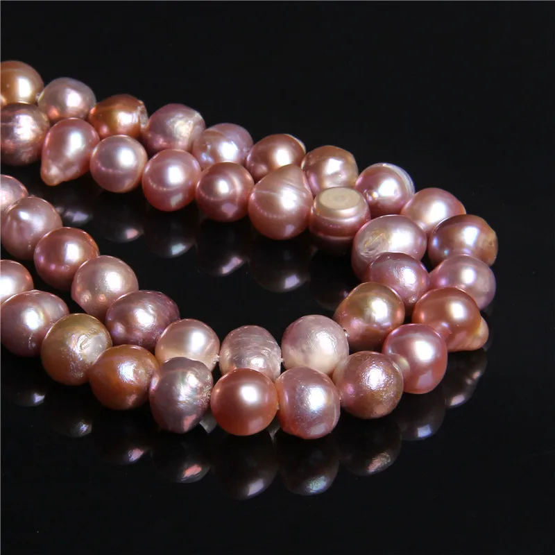 8-9mm pink Бусы из настоящего натурального жемчуга, настоящий пресноводный жемчуг, бусины в стиле барокко, свободные жемчужины для самостоятельного изготовления браслетов и ожерелий, ювелирных изделий 14,5" - Цвет: 8-9mm pink