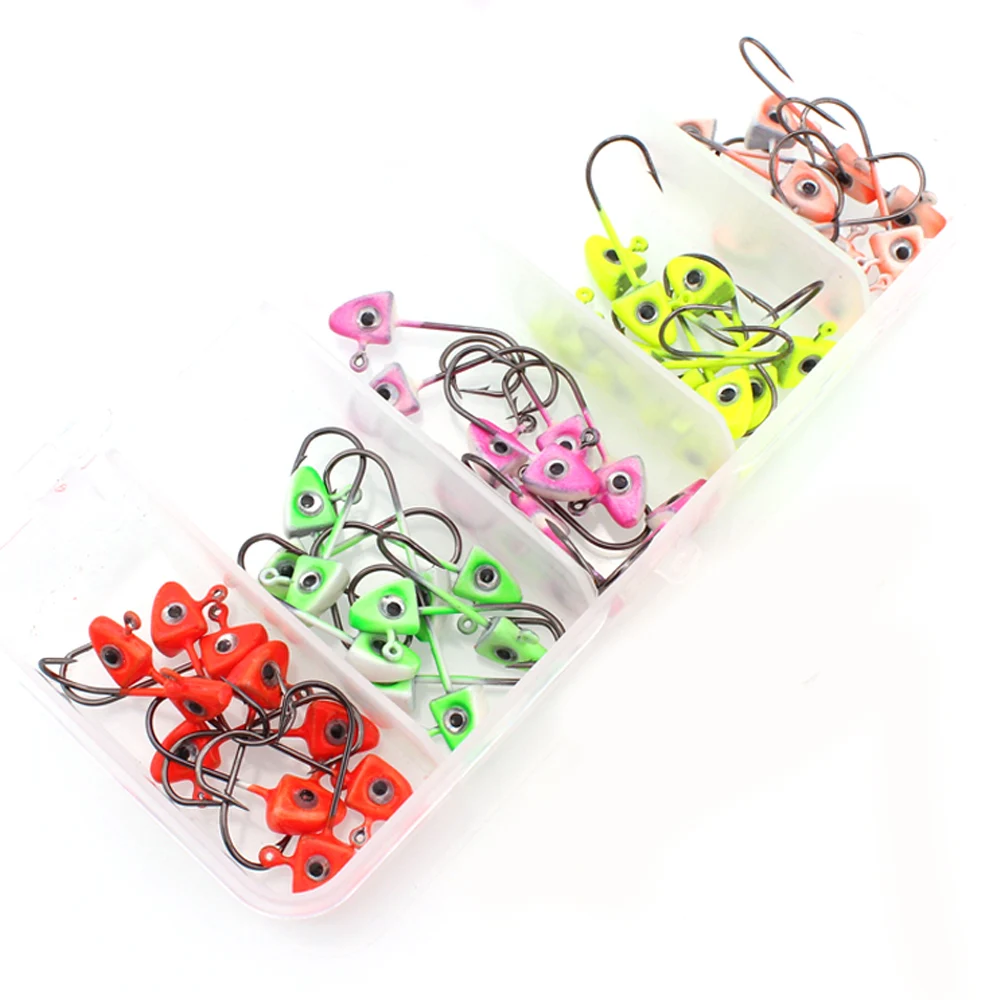 1,6g 50 шт./компл. Jig Head рыболовные крючки джиг-головка рыболовные снасти Вибрационный крючок круглый пуля приспособлений крючок под червя приманки для ловли карпа Pesca - Цвет: 1.6g 50pcs 5 color