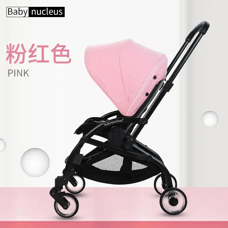 pink Ультра-светильник для детских колясок, можно усадить, уложить, сложить одной кнопкой, портативный, вес под светильник, двусторонняя коляска, двойной удар - Цвет: pink