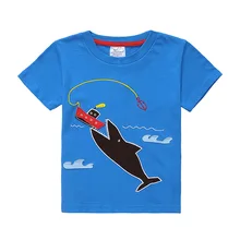 Весна и новые летние Стиль в европейском и американском стиле для детей Верхний внешний одежды короткий рукав универсальная рубашка короткий рукав с круглым вырезом для детей