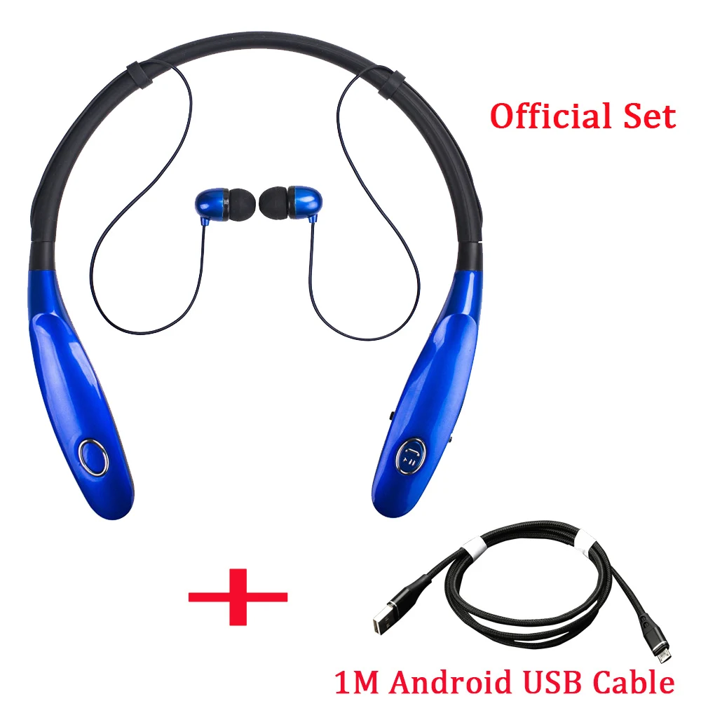24 часа беспроводные наушники V5.0 спортивные наушники с шейным ободом стерео Bluetooth наушники гарнитура с микрофоном для xiaomi всех телефонов - Цвет: Blue Office Set