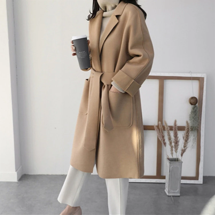 2019 Vrouwen Plus Size Herfst Winter Classic Eenvoudige Wol Maxi Lange Jas Vrouwelijke Jas Gewaad Bovenkleding Manteau Femme Casaco WJ108