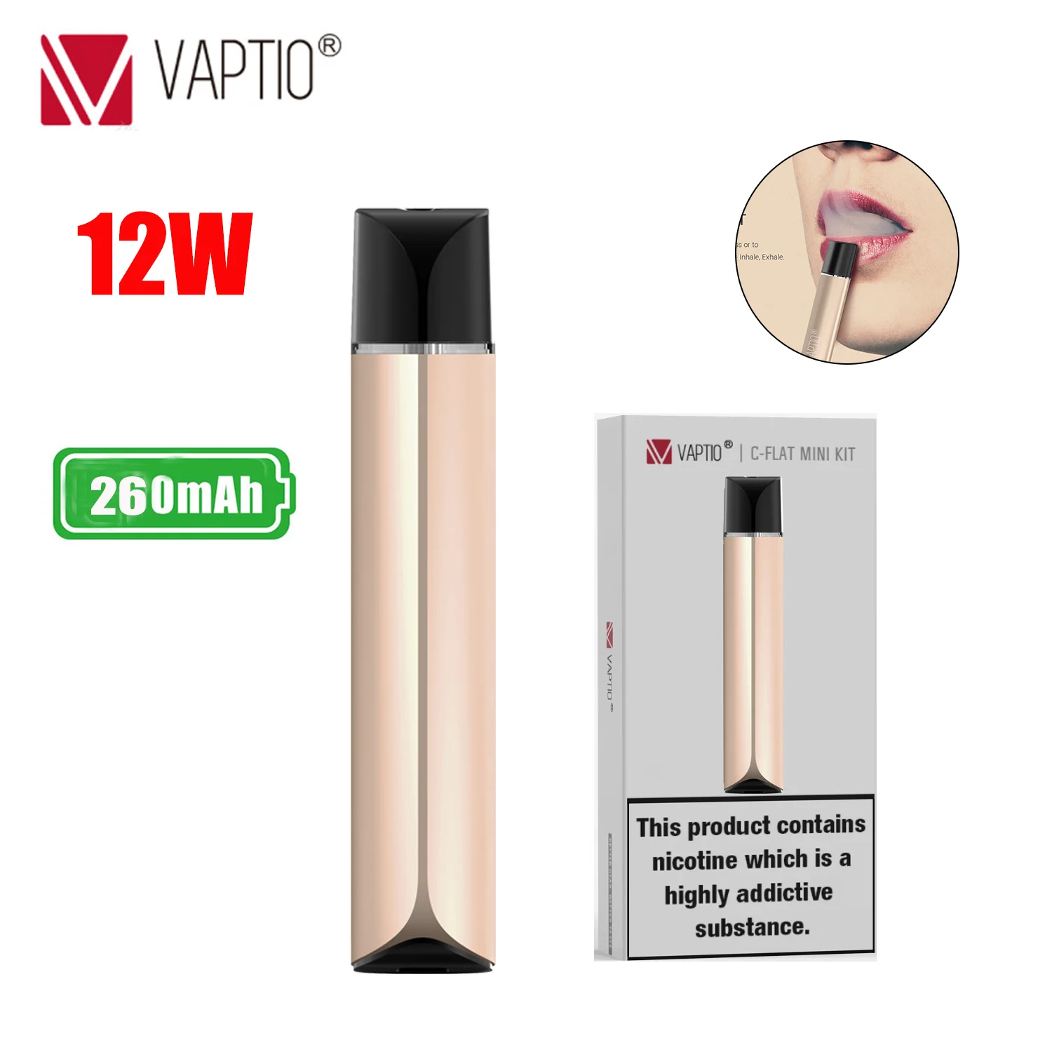 1 Vaptio C Flat Mini kit 9 Вт электронная сигарета Vapor pen 260 мАч вапорайзер 3 мл с керамическим