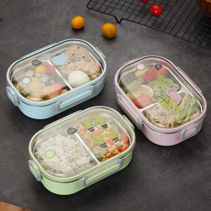 

2019Japanese Portable Lunch Box For Kids School 304 Stainless Steel Bento Box Kitchen Leak-proof Food Container Food Box
