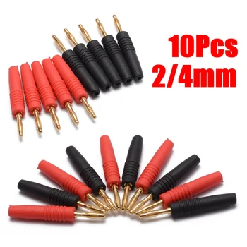 

10pc 2-4mm Wire-welded PVC Gold Plated Male Banana Plug Jack Connector Accessory