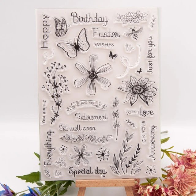 Greetings Happy Birthday Get Well Stamps Rubber Clear Stamp/Seal  Scrapbook/Photo Album Decorative Card Making Clear Stamps