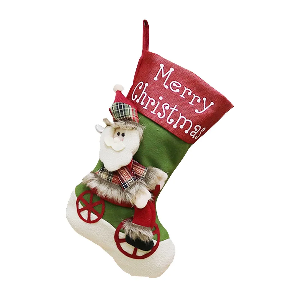 D 1PC Ornaments Festival Party Xmas Tree Hanging Decor Christmas Socks women's warm socks New Year socks skarpety swiateczne#T - Цвет: D