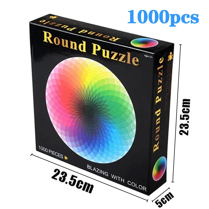 

1000 pcs/set Colorful Rainbow Round Geometrical Photo Puzzle Adult Kids DIY Educational Reduce Stress Toy Jigsaw Puzzle Gift