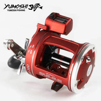 

YUMOSHI Left/Right Trolling Cast Drum Wheel High Speed 12 Bearings Fishing Reel with Electric Depth Counting Mult