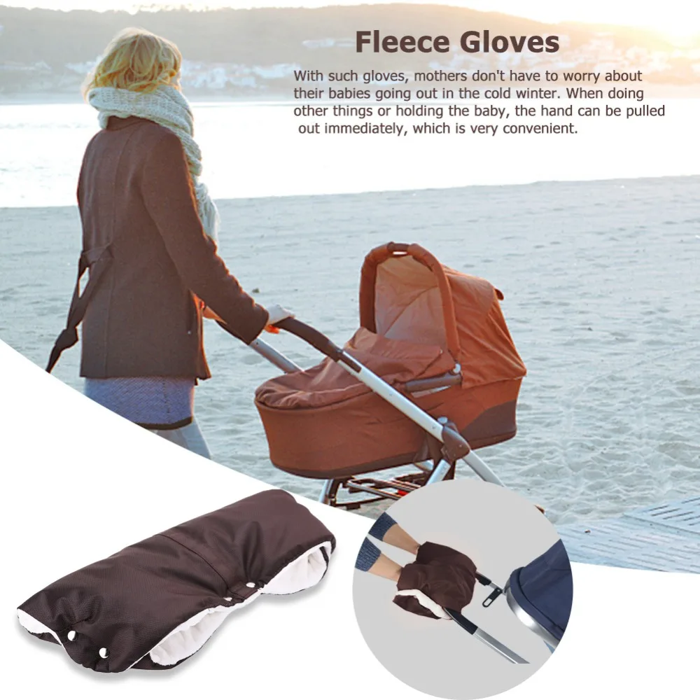 Зимние теплые флисовые рукавицы для коляски, водонепроницаемые перчатки для детской коляски, рукавицы для коляски, утолщенные флисовые перчатки