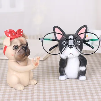 

1 piece Animal eyeglass Holder Puppy Shape figurine Resin pug bulldog corgi Schnauzer Decoration Desktop Gift for Children