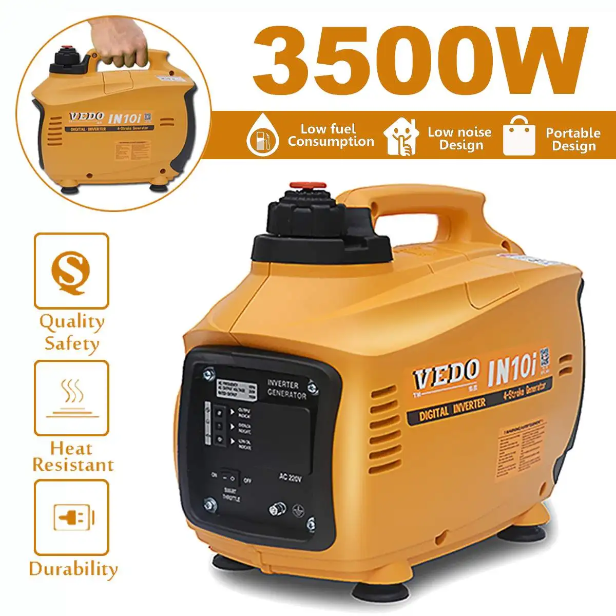 

3500W 3L Portable Digital Car Gasoline Inverter Generator 3.5KW Petrol Gasoline Generator Outdoor Powers Supply Energy Storage
