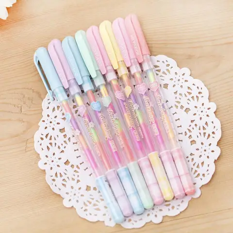 Creative Korea Style Stationery Beautiful Colorful Rainbow Gel Pens Fashion Office School Supplies Writing Painting Pens