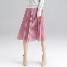 Романтические плиссированные юбки Осень Зима Новая Милая шифоновая элегантная юбка средней длины в японском стиле