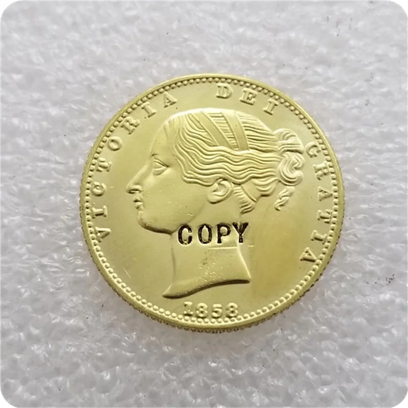 1839,1841, 1858,1874 королева Виктории Великобритании Золотой монета соверен имитация монеты - Цвет: 1858