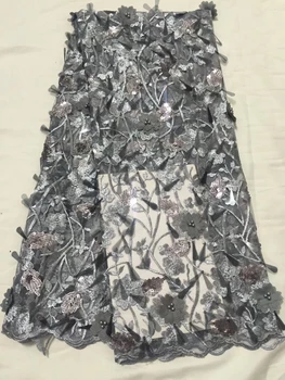

NEW High Quality 2019 Tulle sequins Beaded French Nigerian Lace Fabrics Pearl Embroidered Guipure African 3d Lace Fabric CD27711