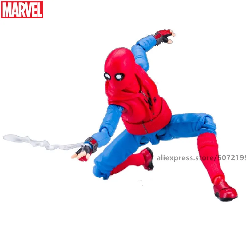 

Hasbro Avengers SHF Spider-Man Homemade War clothes Back to school Multiple joints can rotate Doll Model toys