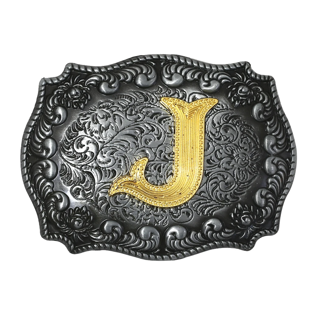 Fashion Vintage Golden Letter & Floral Initial Letters A-Z Mens Hip Hop Cowboy Waist Belt Buckle Indian Metal Customized Buckle