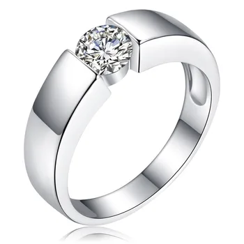 

Trend Zircon Silver Color/Rose Gold Man Ring Geometric Fine Jewelry Valentine's Day Gift Wedding Bands Fashion Accessories