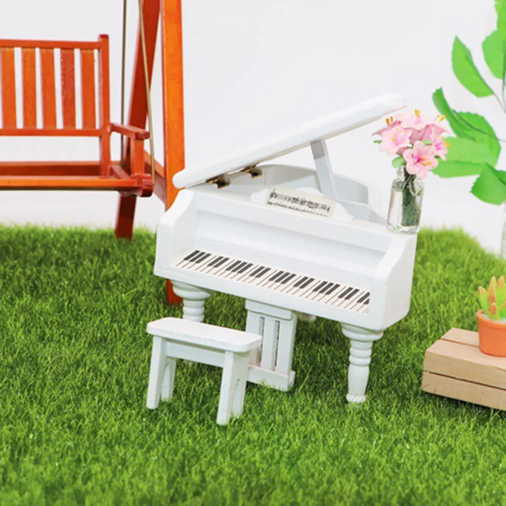 Miniatur Konzertflügel Klavier mit Stuhl Mini Musikinstrument Dekoration