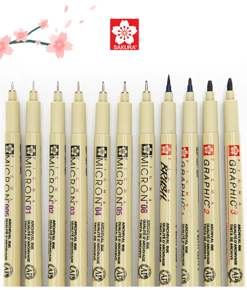 1pc Waterproof Sakura Pigma Micron Pen Neelde Soft Brush Drawing