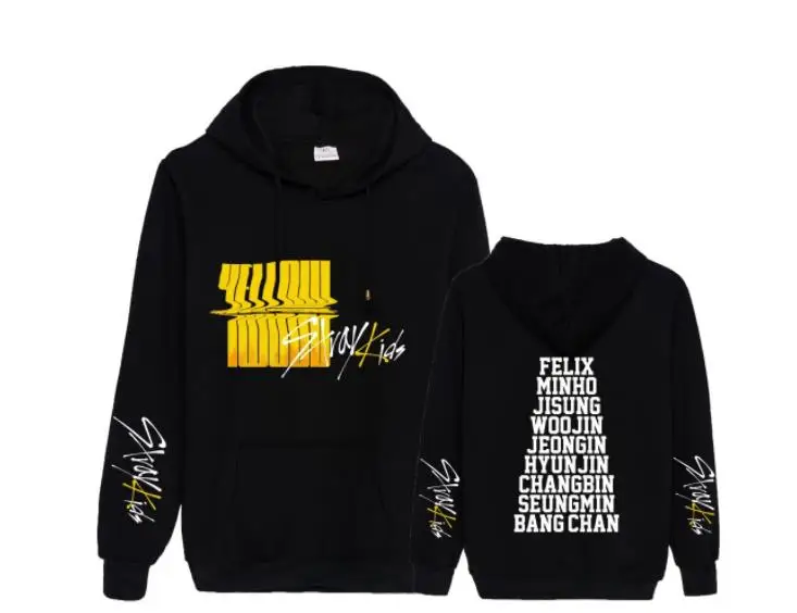 Kpop straykids желтая древесина с именами членов группы печати флисовые толстовки унисекс модный пуловер свободная толстовка 3 цвета - Цвет: 19