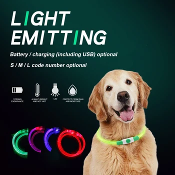 

Pet Dogs Cats USB Rechargeable Flashing Night Collars Luminous Collar LED Light USB Dog Collar Glowing Teddy Flash Collar Pet