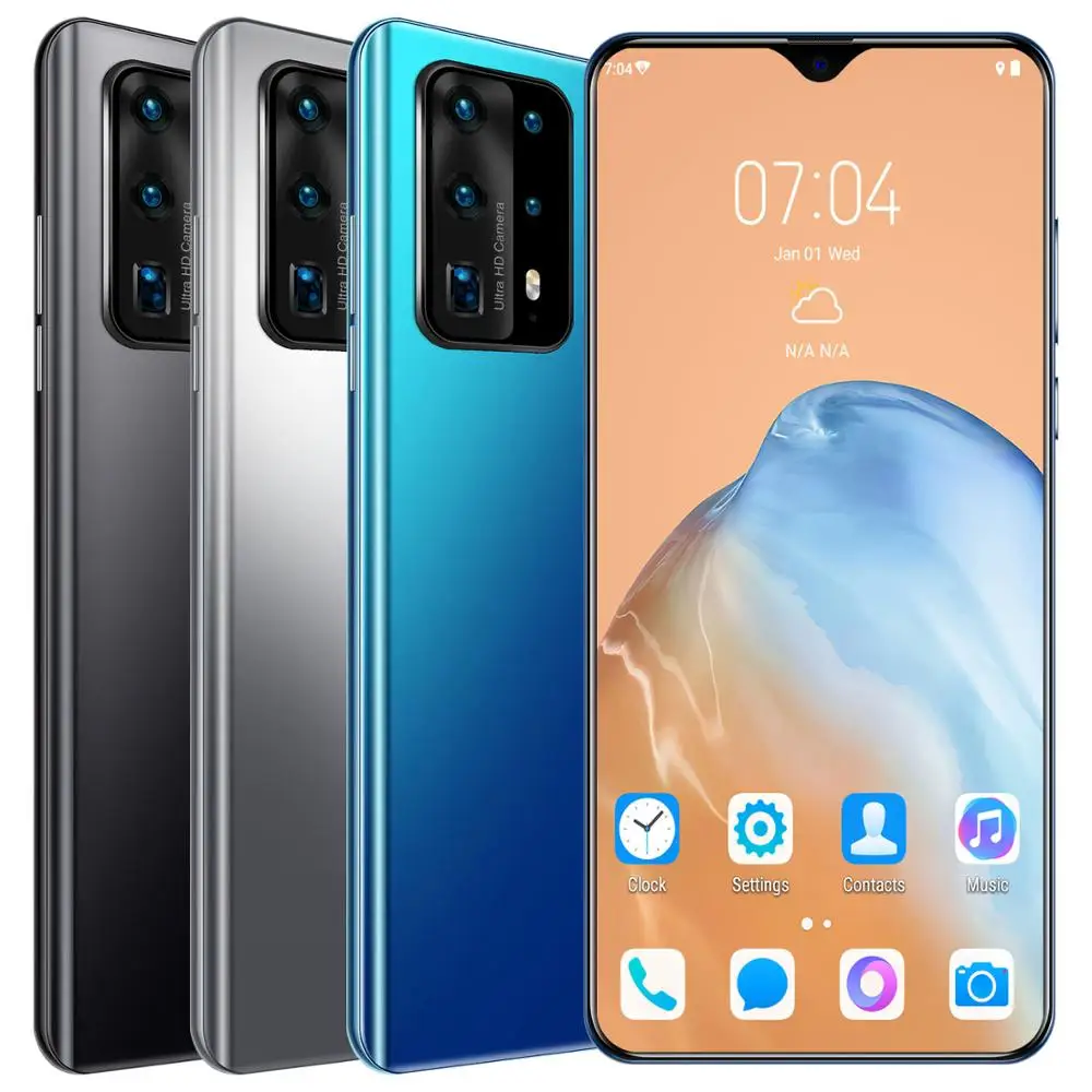 US $117.30 2020 P40pro Cellphone 66 Inch Android 10 System Full Screen 8G 256G Fingerprint Unlocking Facial Recognition 4G Network Phone