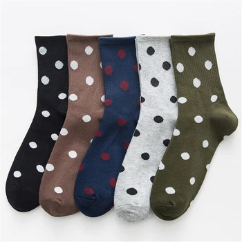 

Cute Dot Print Socks Beautiful Female Cotton Middle Tube Loose Retro Casual Polka Dot Socks Japanese Kawaii Socks Women's