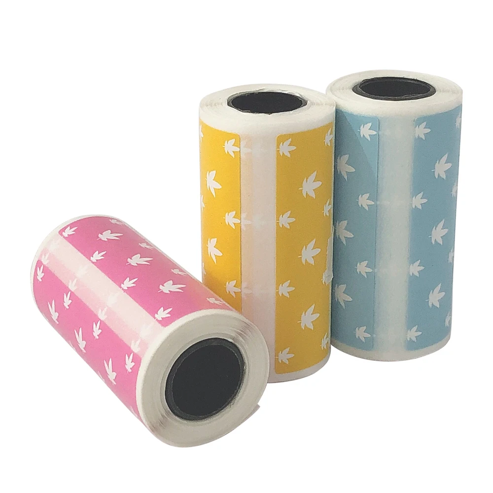 Rollo de etiquetas térmicas con dibujos animados, pegatina adhesiva resistente, impresión transparente para impresora PeriPage A6 Pocket BT, 3 rollos